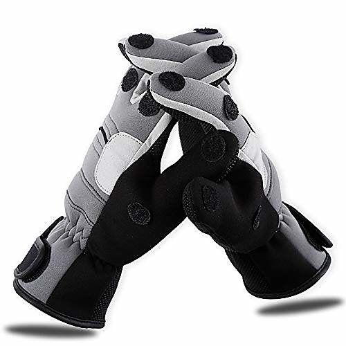 

ski gloves, fishing gloves in cotton velvet ice fishing gloves windproof winter fishing gloves touch screen with 3 fingers cut for running photography, unisex adult, l