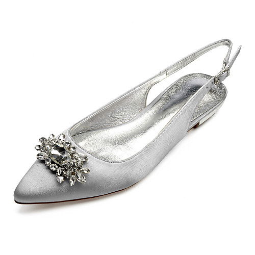 

Women's Wedding Shoes Flat Heel Pointed Toe Wedding Flats Classic Sweet Wedding Party & Evening Satin Crystal Solid Colored White Black Purple