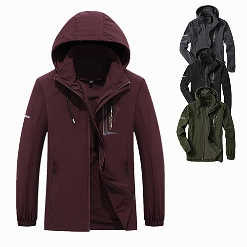 

Men's Hiking Jacket Hiking Windbreaker Winter Outdoor Solid Color Lightweight Windproof Breathable Quick Dry Jacket Winter Jacket Top Single Slider Fishing Climbing Camping / Hiking / Caving Black