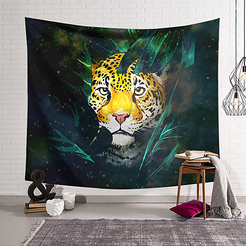 

Wall Tapestry Art Deco Blanket Curtain Hanging Home Bedroom Living Room Dormitory Decoration Polyester Fiber Animal Painted Leopard Rainforest