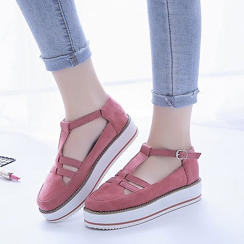 

Women's Sandals Wedge Heel Round Toe Flat Sandals Daily Synthetics Black Blue Pink