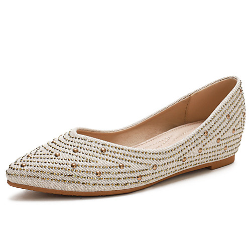 

Women's Flats Wedge Heel Pointed Toe Casual Daily Mesh Rhinestone Solid Colored Almond Black Pink