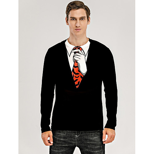

Men's T shirt 3D Print Graphic 3D Print Long Sleeve Daily Tops Black