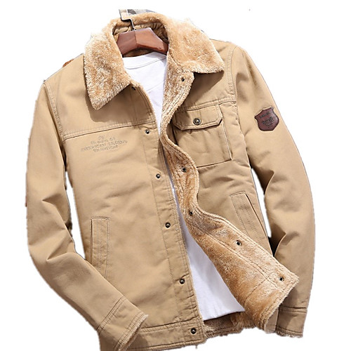 

Men's Hiking Fleece Jacket Winter Outdoor Solid Color Lightweight Windproof Fleece Lining Breathable Winter Jacket Top Fleece Cotton Fishing Climbing Camping / Hiking / Caving khaki Army Green Dark