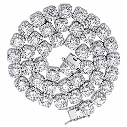 

quare halo necklace with round cut cubic zirconia jumbo lab simulated diamond iced out chain