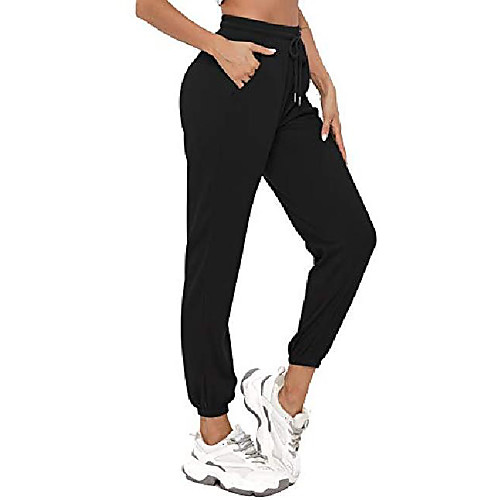 

jogging pants women sports pants long training pants with drawstring and side pockets loose cotton running pants fitness high waist leisure pants sweatpants