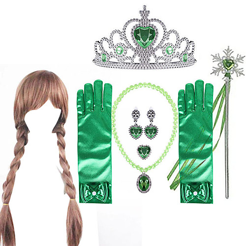 

Princess Halloween Props Holiday Jewelry Girls' Movie Cosplay Jewelry Cute Green Gloves Necklace Gauntlets Christmas Halloween Carnival Plastics / Earring / Tiaras / Wand / Wig
