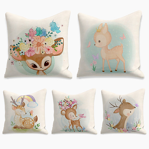 

Cushion Cover 5PCS Linen Soft Decorative Square Throw Pillow Cover Cushion Case Pillowcasefor Sofa Bedroom 45 x 45 cm (18 x 18 Inch) Superior Quality Mashine Washable