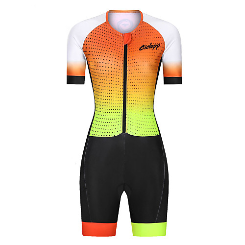 

Women's Men's Short Sleeve Triathlon Tri Suit Black / Yellow Polka Dot Gradient Bike Breathable Quick Dry Sports Polka Dot Mountain Bike MTB Road Bike Cycling Clothing Apparel / Stretchy / Athletic