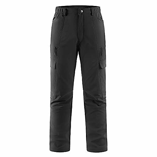 

men's hiking pants outdoor pants winter trekking pants lined softshell pants functional pants fleece warm waterproof windproof wear-resistant with 8 pockets ykk zipper black, xxl (hp020)