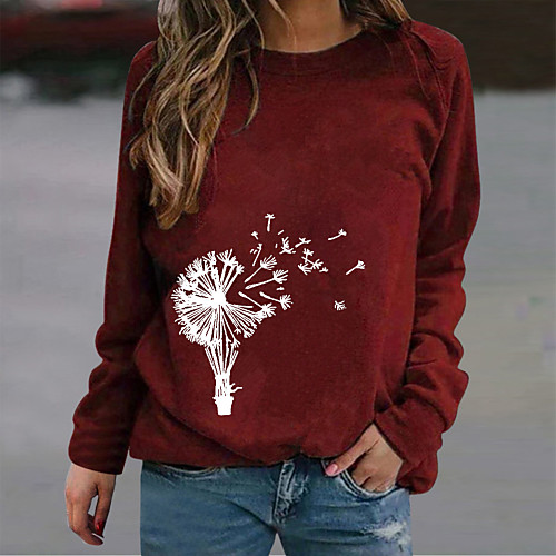 

Women's Pullover Sweatshirt Plants Dandelion Daily Sports Casual Hoodies Sweatshirts Black Blue Red