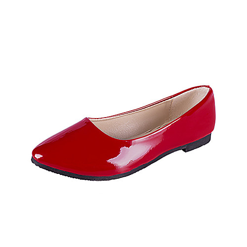 

Women's Flats Flat Heel Round Toe Casual Daily PU Solid Colored White Black Red