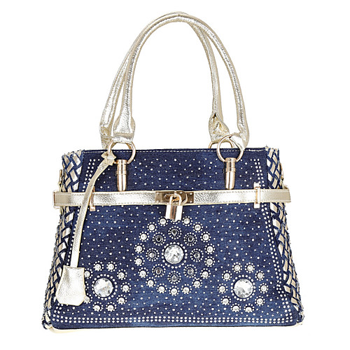

Women's Bags Oxford Cloth Denim Satchel Top Handle Bag Buttons Pattern / Print Print Embellished&Embroidered Daily Going out 2021 Handbags Gold Silver