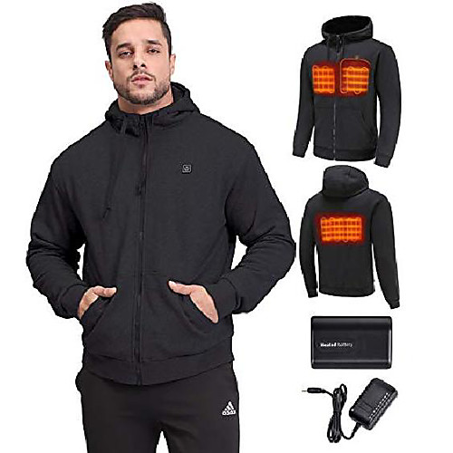 

heating hoodies for men winter warm with battery fleece hood black s