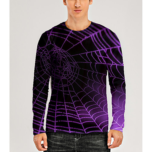 

Men's T shirt 3D Print Graphic 3D Animal Print Long Sleeve Daily Tops Casual Purple