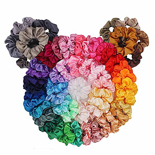 

60pcs/Pack Hair Scrunchies Velvet Toddler Scrunchies Hair Accessories for Girls Cute Vintage Vsco Girl Scrunchies for Curly Hair Scrunchy Hair Elastics Tie Ropes for Teens