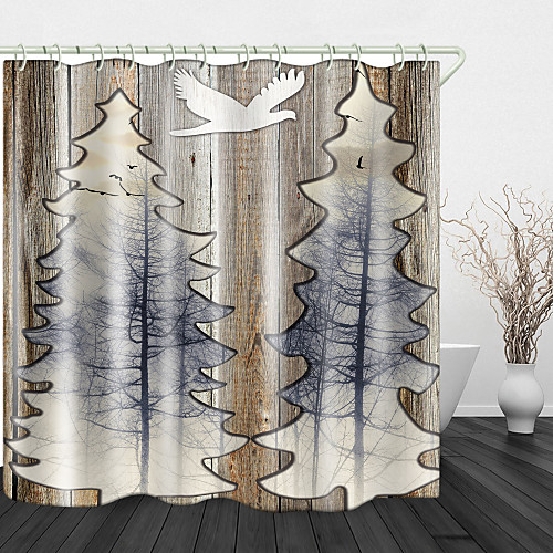 

Wood art Print Waterproof Fabric Shower Curtain for Bathroom Home Decor Covered Bathtub Curtains Liner Includes with Hooks
