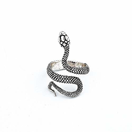 

gothic snake finger ring antique silver cocktail ring for women men unisex animal personality retro punk rock statement biker ring fashion jewelry - style 2
