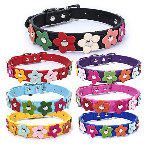 

Dog Collar Adjustable Breathable Retractable Outdoor Walking Flower PU Leather Corgi Shiba Inu Pug Bichon Frise Schnauzer Poodle Black Purple Yellow Red Fuchsia 1pc