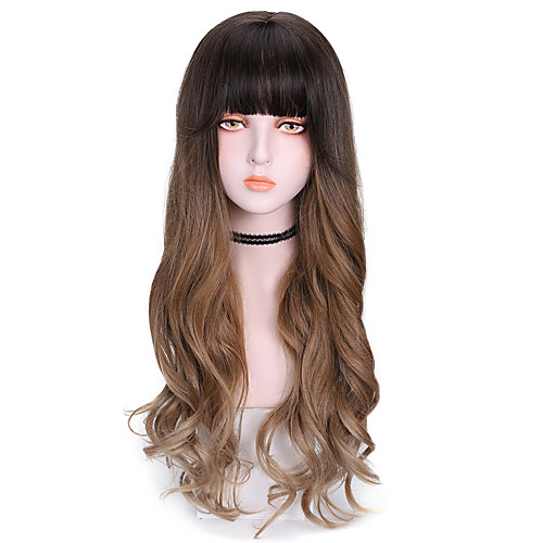 

Synthetic Wig Mali Twist With Bangs Wig Long Brown Synthetic Hair 22 inch Women's Comfy Fluffy Brown