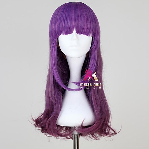 

Synthetic Wig Cosplay Wig Loose Curl Neat Bang Wig Medium Length Purple Synthetic Hair 24 inch Women's Fashionable Design Soft Comfortable Purple hairjoy