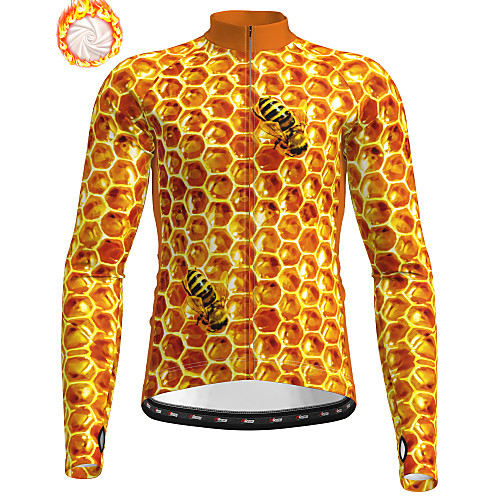 

21Grams Men's Long Sleeve Cycling Jacket Winter Fleece Orange Animal Bike Jacket Top Mountain Bike MTB Road Bike Cycling Thermal Warm Fleece Lining Breathable Sports Clothing Apparel / Stretchy