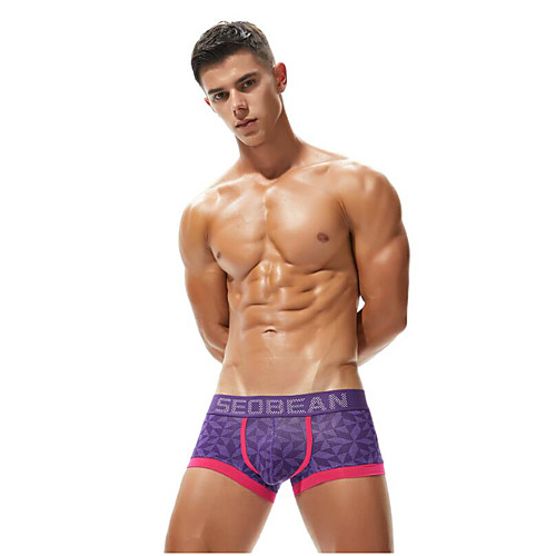 

Men's 1 Piece Basic Boxers Underwear / Briefs Underwear - Normal Mid Waist Blue Purple M L XL