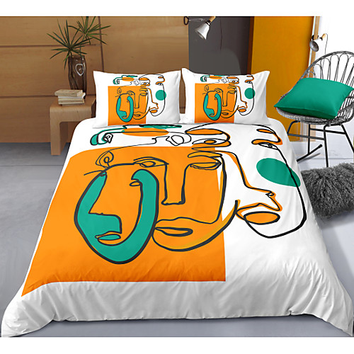 

Face Print 3-Piece Duvet Cover Set Hotel Bedding Sets Comforter Cover with Soft Lightweight Microfiber For Holiday Decoration(Include 1 Duvet Cover and 1or 2 Pillowcases)