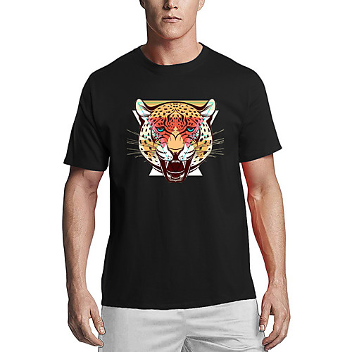 

Men's T shirt Other Prints Graphic Animal Print Short Sleeve Daily Tops Cotton Basic White Black Red