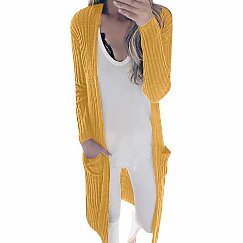 

yemenger women's cardigan sweaters with pocket long cardigans for women lightweight plus size women's duster cover ups yellow