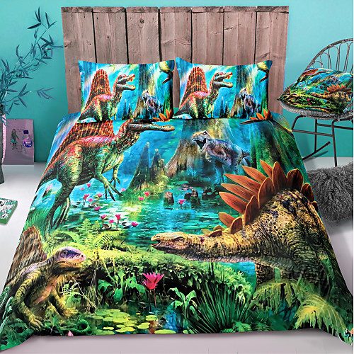

Animal Series Dinosaur Print 3-Piece Duvet Cover Set Hotel Bedding Sets Comforter Cover with Soft Lightweight Microfiber For Holiday Decoration(Include 1 Duvet Cover and 1or 2 Pillowcases)