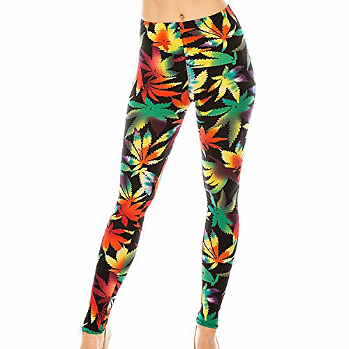 

women's marijuana patterned leggings -one size (multi mj)