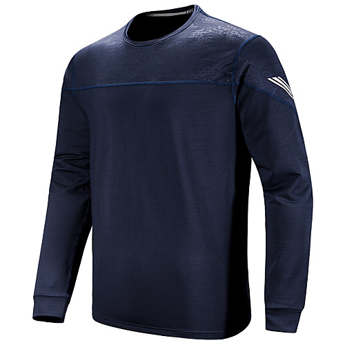 

Men's Hiking Tee shirt Long Sleeve Crew Neck Tee Tshirt Outdoor Breathable Stretchy Sweat wicking Heat Retaining Autumn / Fall Spandex Polyester Black Green Dark Blue