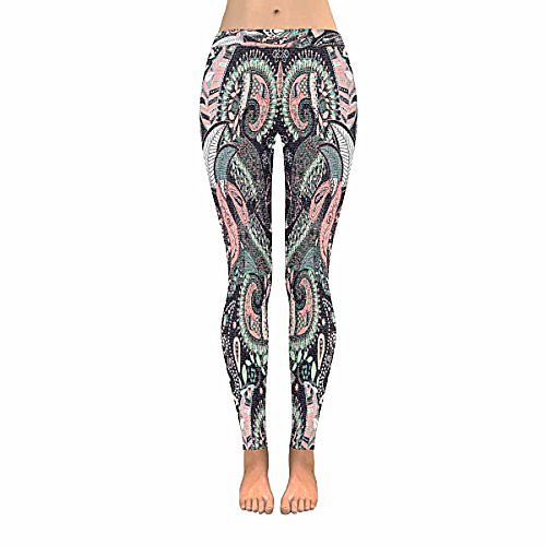 

interestprint colorful paisley indian floral stretchy capri leggings skinny yoga pants xl
