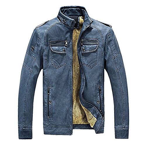 

men' thicken pu jacket warm outdoor military slim fit long sleeve casual zipped jacket parka trench coats blazer windbreaker outerwear