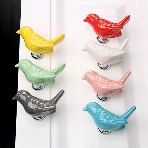 

1PC Cartoon Ceramic Bird Drawer Cabinet Handle Handle Household Hardware