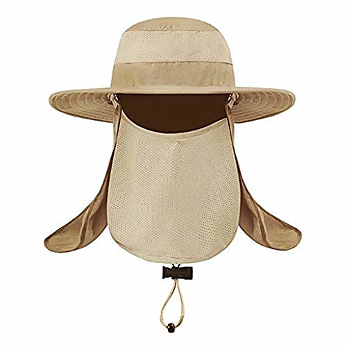 

summer sun caps for men breathable wide brim sun uv protection fishing cap khaki