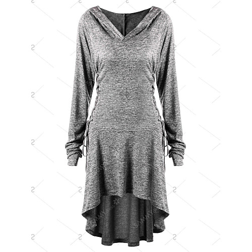 

Women's Sweater Jumper Dress Short Mini Dress Black Blue Red Gray Long Sleeve Solid Color Fall Spring Hooded Casual 2021 S M L XL XXL 3XL 4XL 5XL / Plus Size