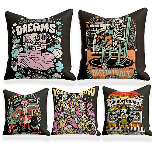 

Cushion Cover 5PC Linen Soft Decorative Square Throw Pillow Cover Cushion Case Pillowcase for Sofa Bedroom 45 x 45 cm (18 x 18 Inch) Superior Quality Machine Washable