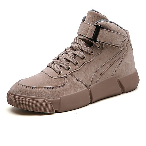 

Men's Sneakers Casual Daily Walking Shoes Pigskin Non-slipping Wear Proof Black Khaki Gray Fall Winter