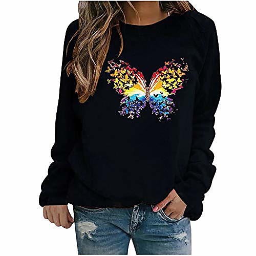 

womens crewneck sweatshirts casual long sleeve pullover tops funny floral sweatshirt lightweight blouse tee tops