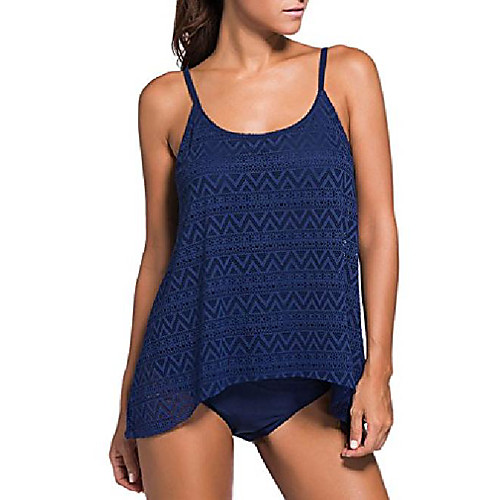 

women's stripe tankini top bikini swimwear with brief plus size s - 3xl(m, blue)