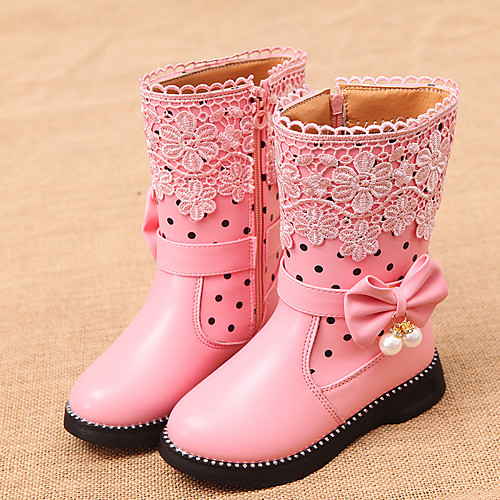 

Girls' Boots Snow Boots PU Little Kids(4-7ys) Big Kids(7years ) Daily Walking Shoes Black Red Pink Fall Winter / Knee High Boots / Rubber