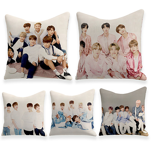 

Cushion Cover 5PCS Linen Soft Decorative Square Throw Pillow Cover Cushion Case Pillowcasefor Sofa Bedroom 45 x 45 cm (18 x 18 Inch) Superior Quality Mashine Washable