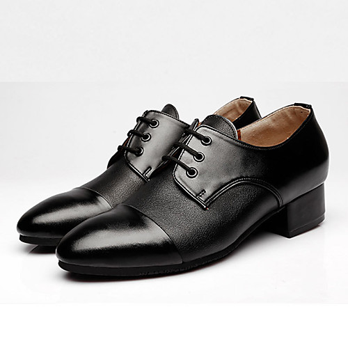 

Men's Latin Shoes Heel Thick Heel Black Lace-up Adults'