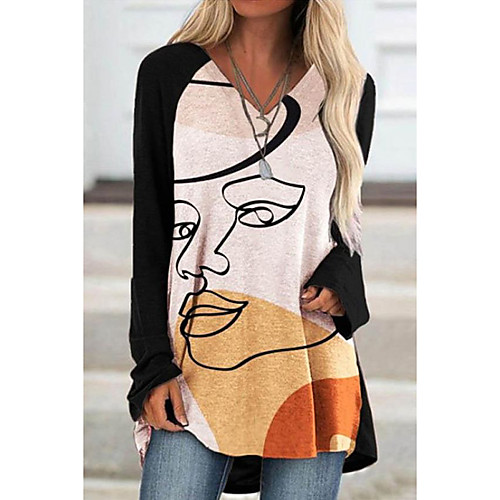 

Women's Shift Dress Short Mini Dress White Long Sleeve Print Print Fall Spring V Neck Casual 2021 M L XL XXL 3XL