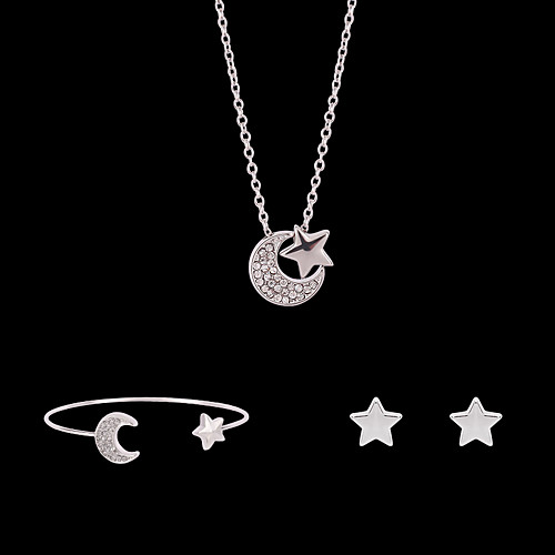 

Women's Jewelry Set Bridal Jewelry Sets 3D Moon Star Fashion Gold Plated Earrings Jewelry Silver For Christmas Wedding Party Evening Street Gift 1 set