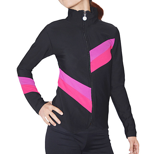 

Figure Skating Jacket with Pants Women's Girls' Ice Skating Pants / Trousers Top Pink Patchwork Spandex High Elasticity Training Competition Skating Wear Patchwork Long Sleeve Ice Skating Figure