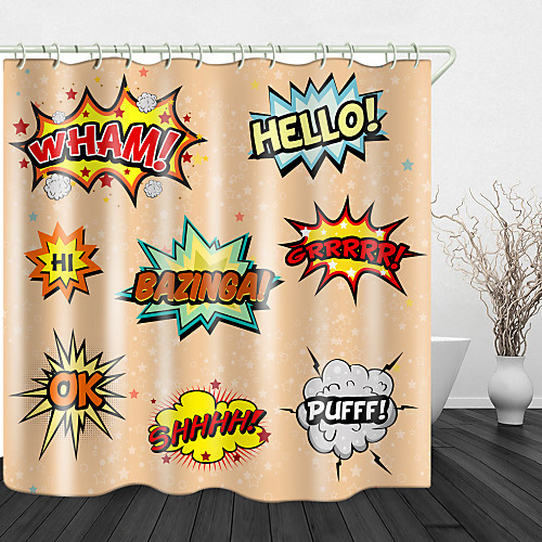 

Humorous Dialogue Print Waterproof Fabric Shower Curtain For Bathroom Home Decor Covered Bathtub Curtains Liner Includes With Hooks