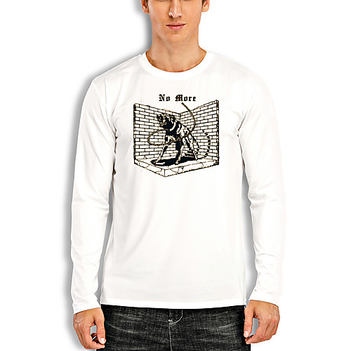 

Men's T shirt Other Prints Graphic Animal Print Long Sleeve Daily Tops Cotton Basic White Black Red